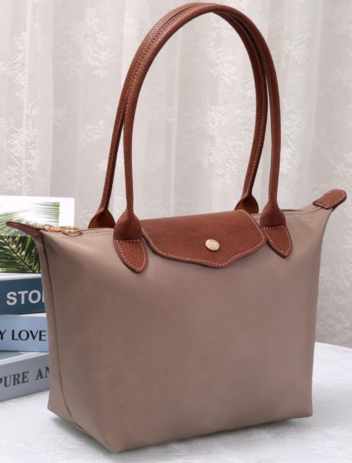 Nylon Logo Flap Tote Bag