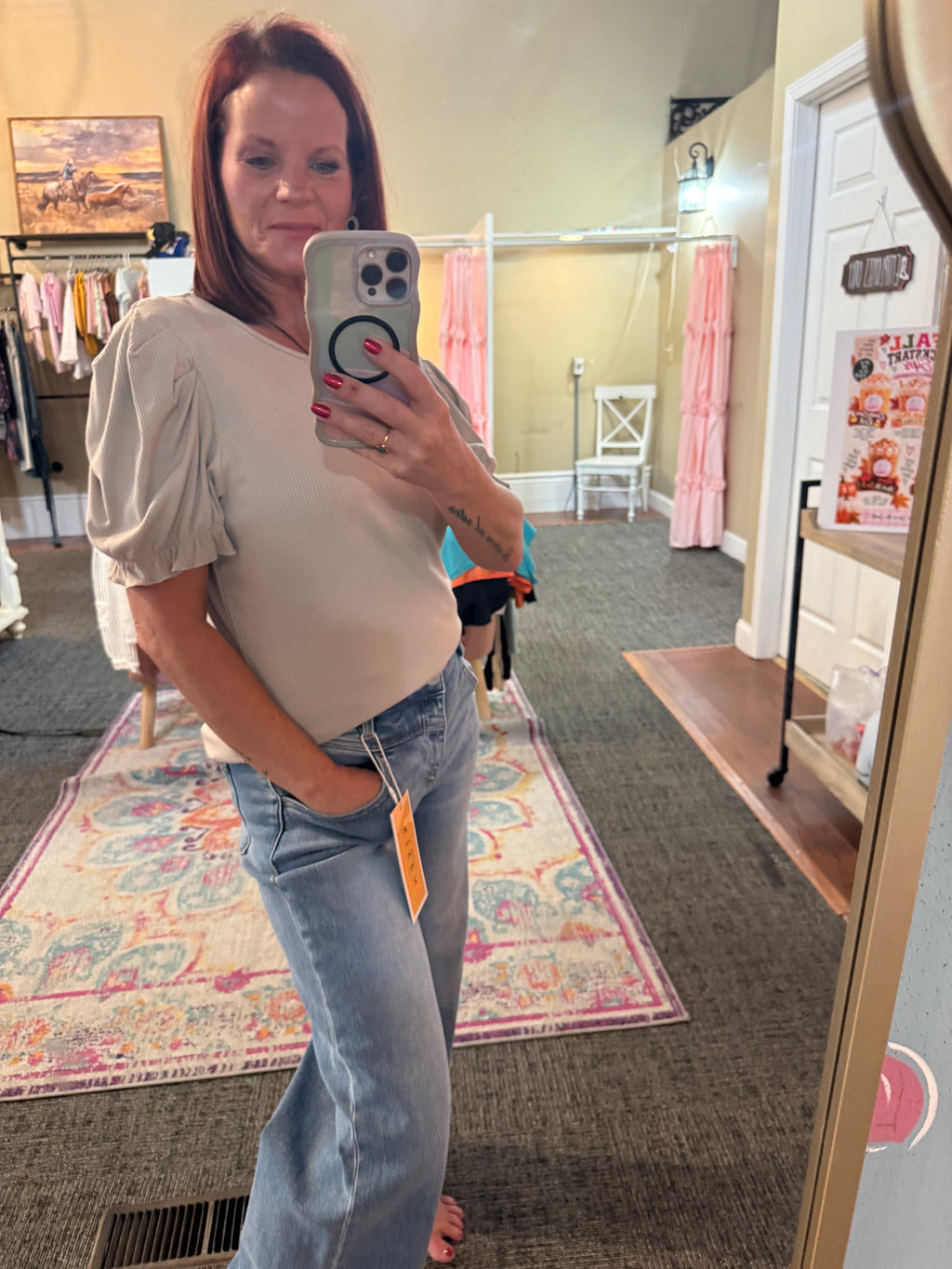 Bibi Beige ribbed top XL