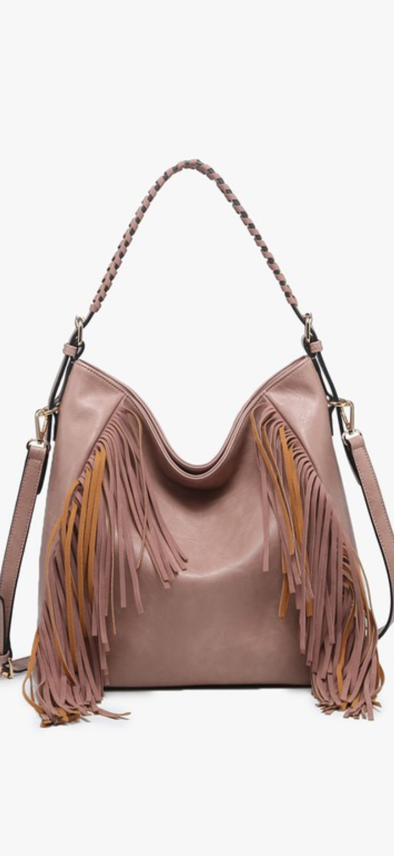 Fringe Leather Hobo Bag