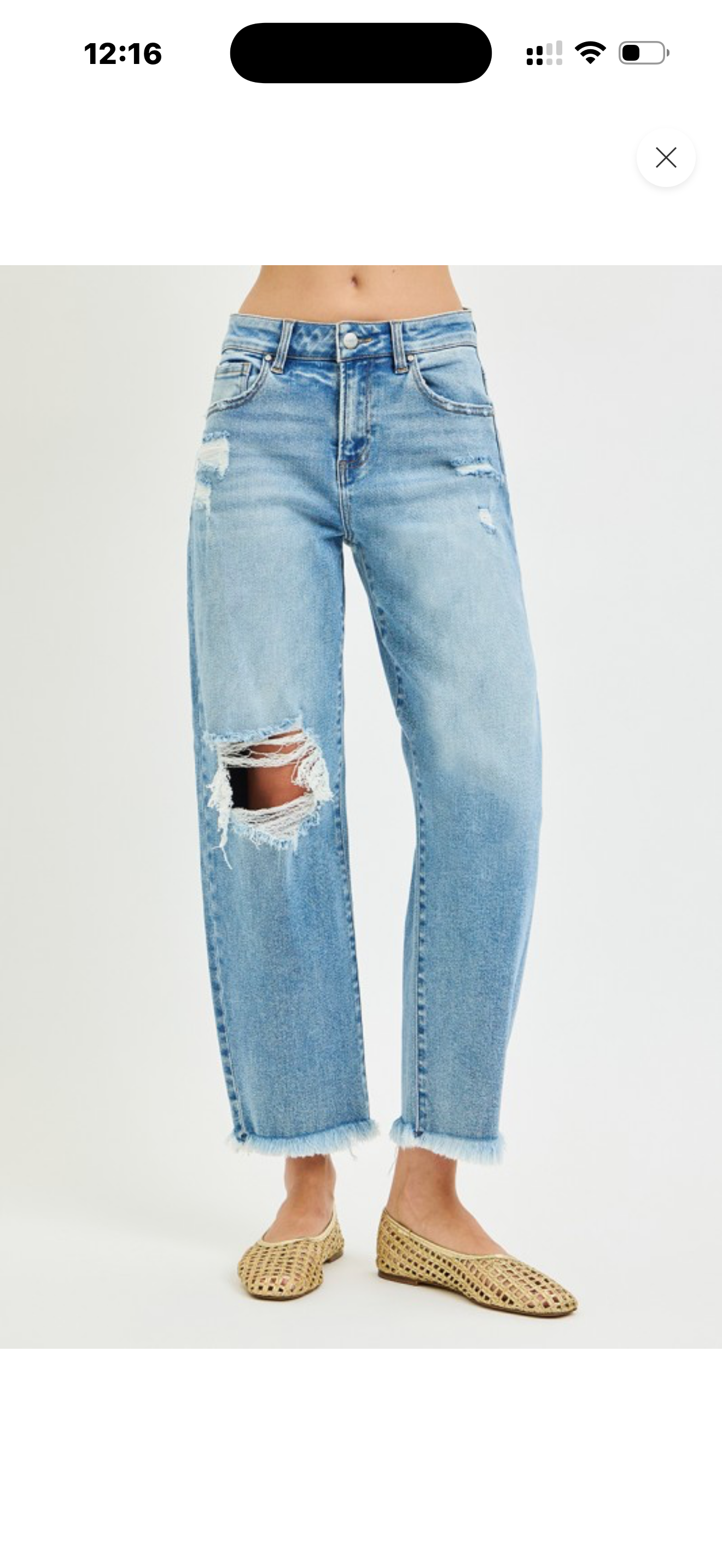 Risen Horseshoe Mid Rise Barrel Jean