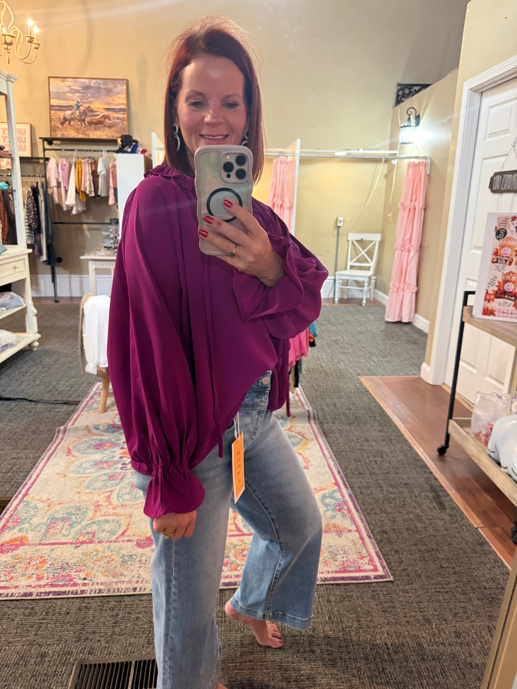 Magenta Ruffle Top Medium
