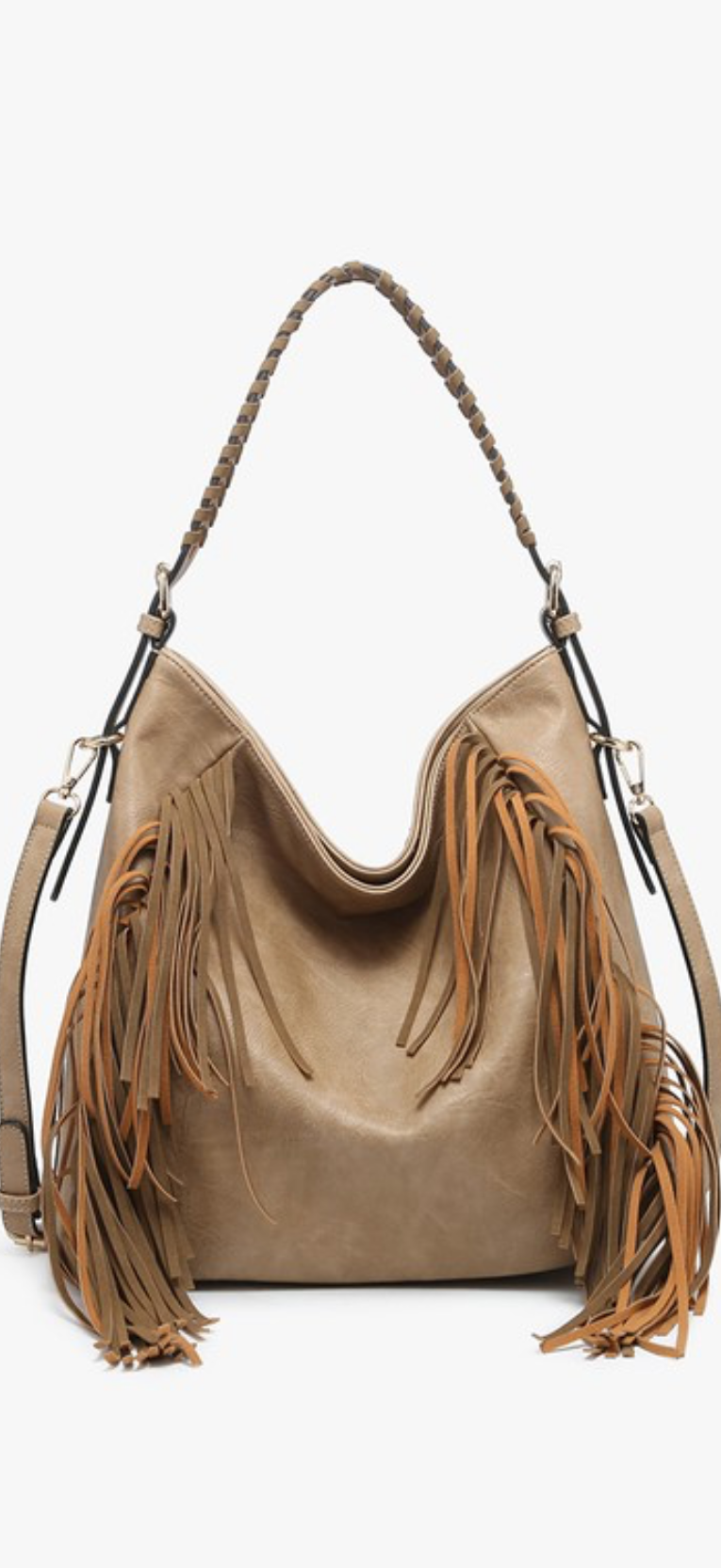Fringe Leather Hobo Bag