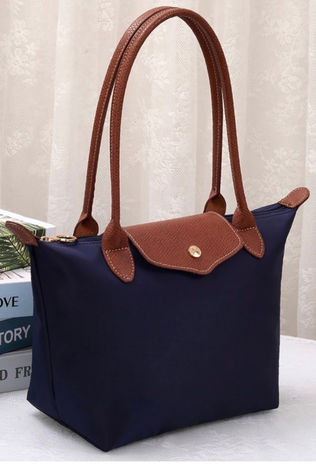 Nylon Logo Flap Tote Bag