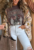 Brown Rock N Roll wing Sleeve Tee