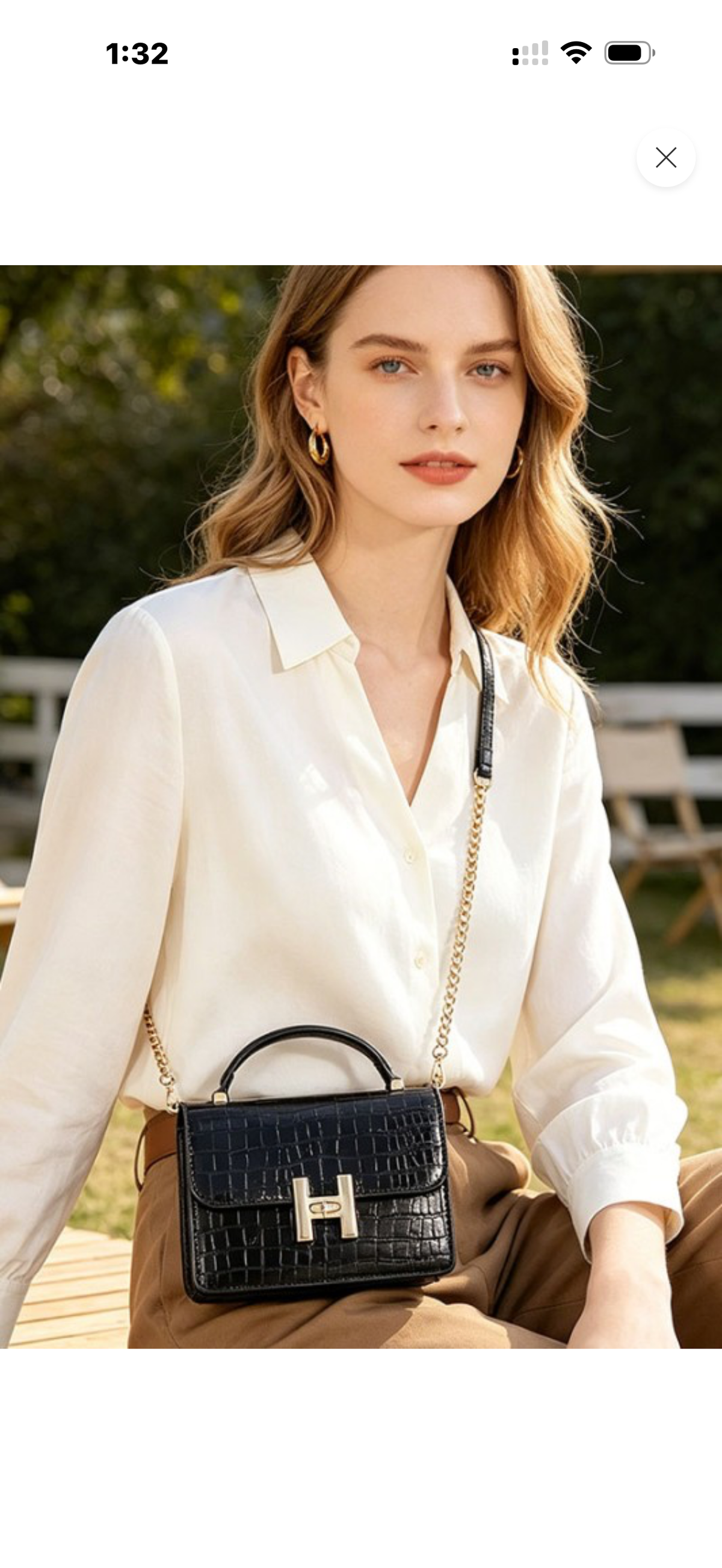 Faux Croc Leather Top Handle Bag