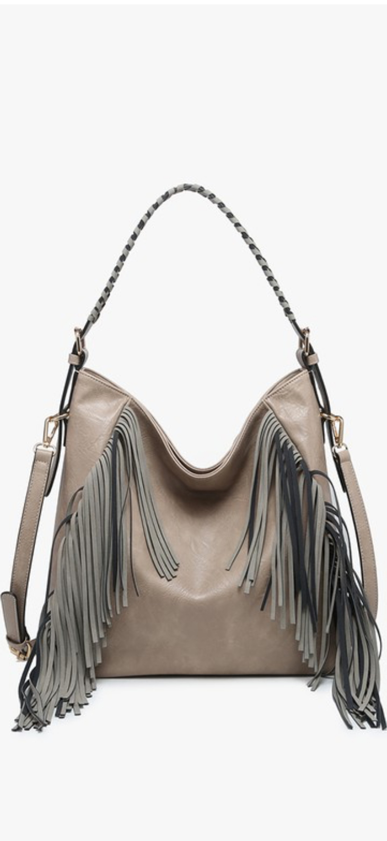 Fringe Leather Hobo Bag