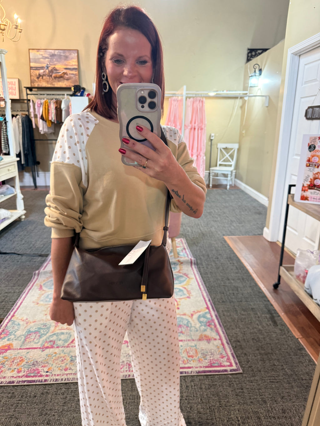 Brown leather crossbody