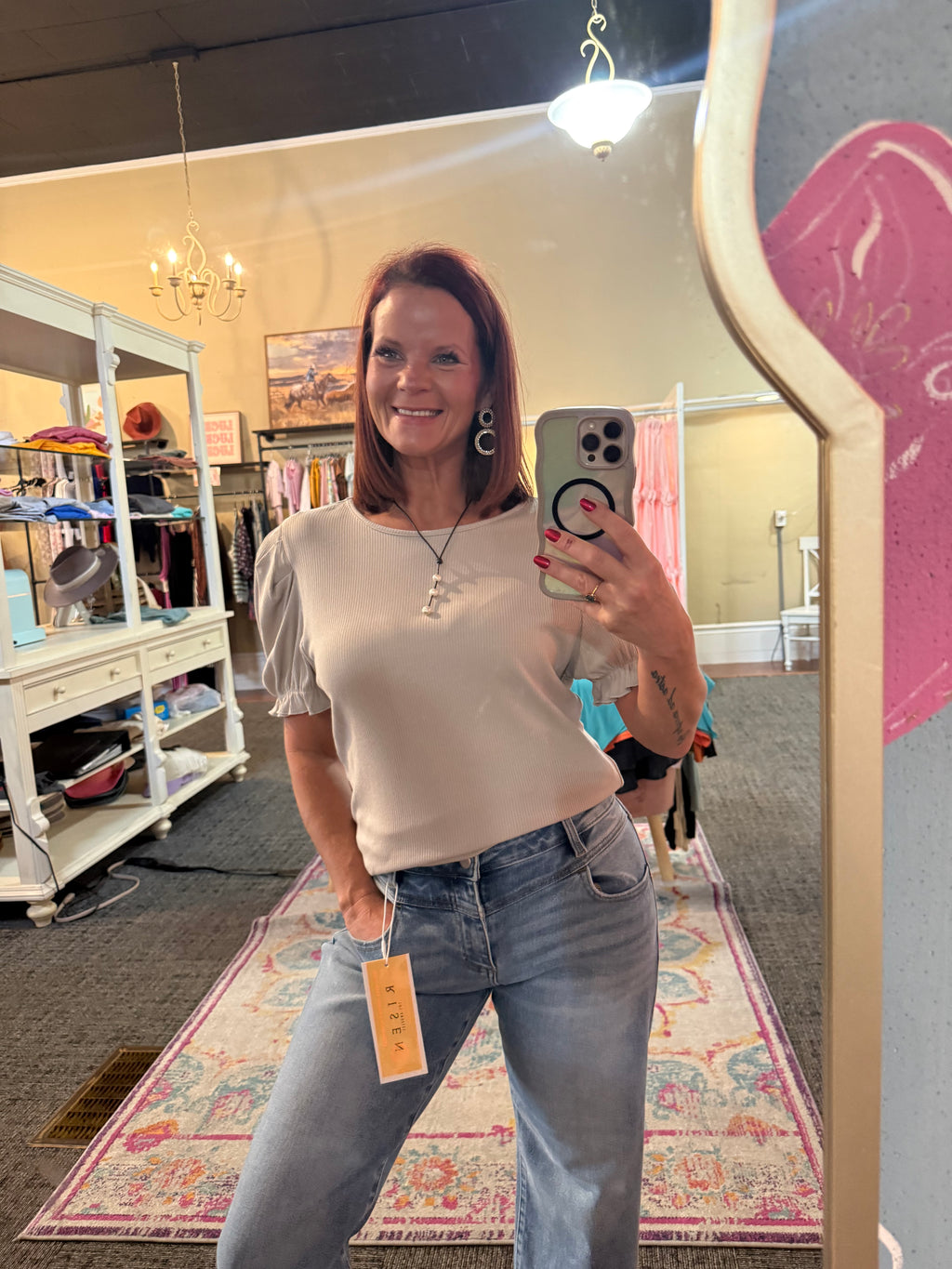 Bibi Beige ribbed top XL