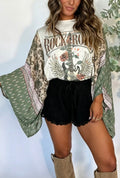 Boho Rock N Roll Wing Sleeve Tee