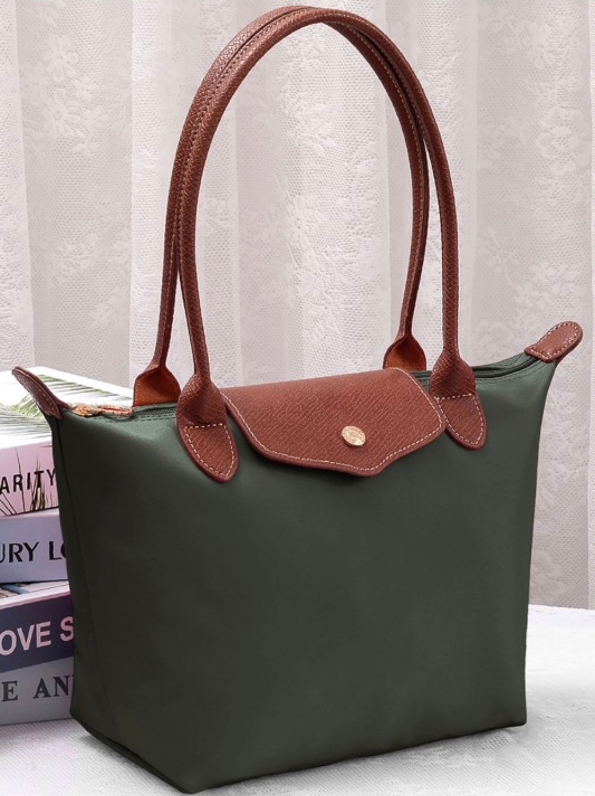 Nylon Logo Flap Tote Bag