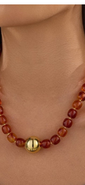 Amber Resin Gold Necklace